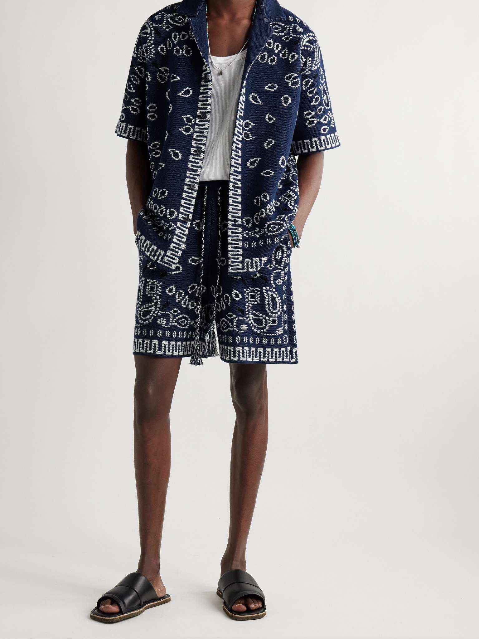 Camp-Collar Bandana-Jacquard Cotton Shirt - 2