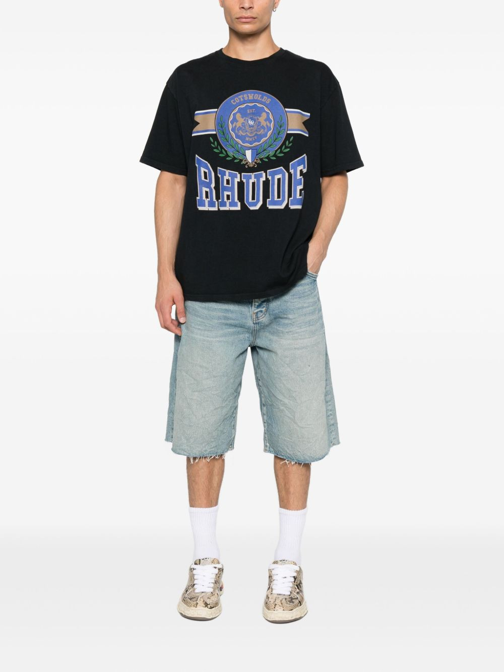 crest-print cotton T-shirt - 2