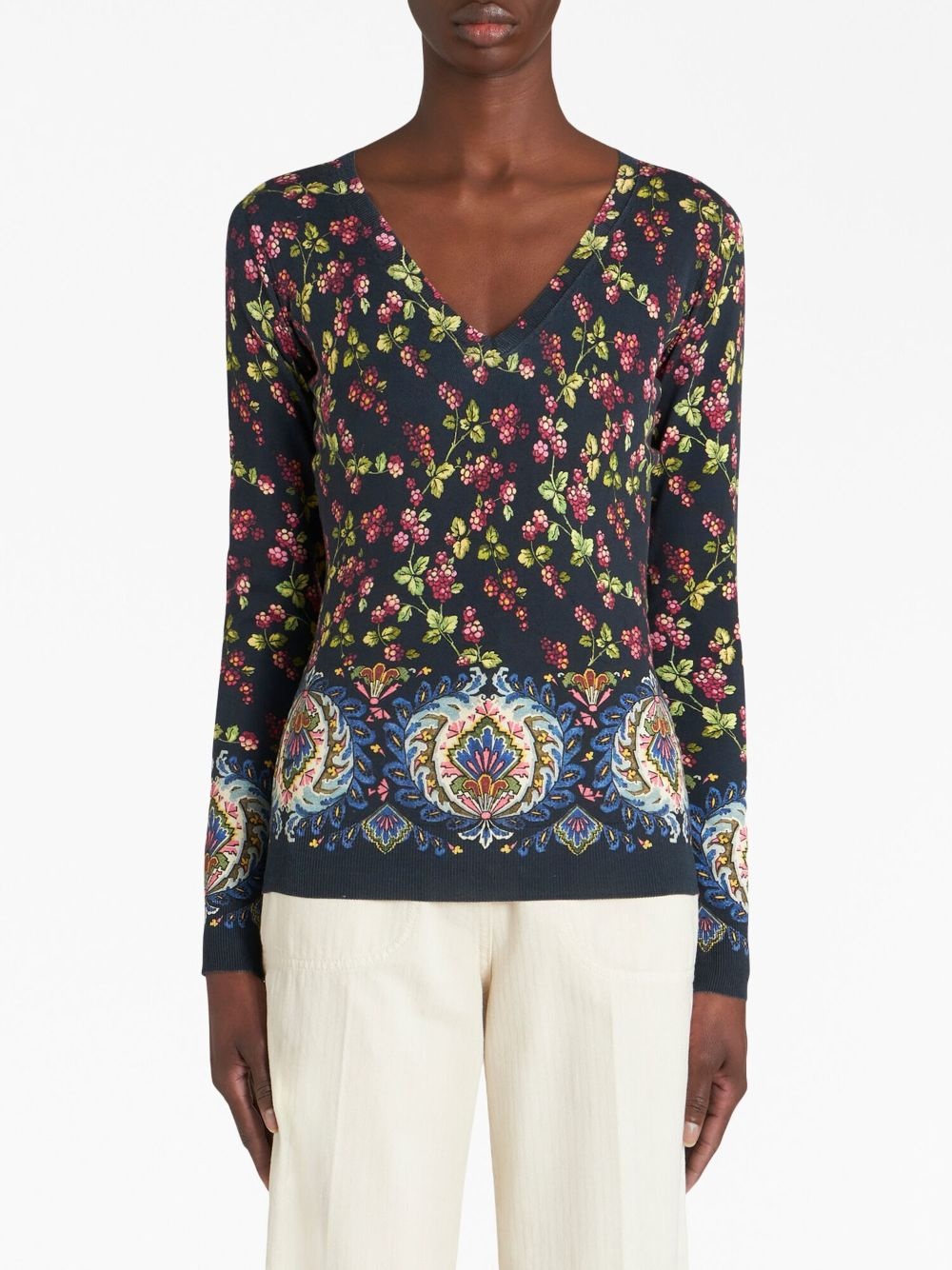floral-print knitted top - 2