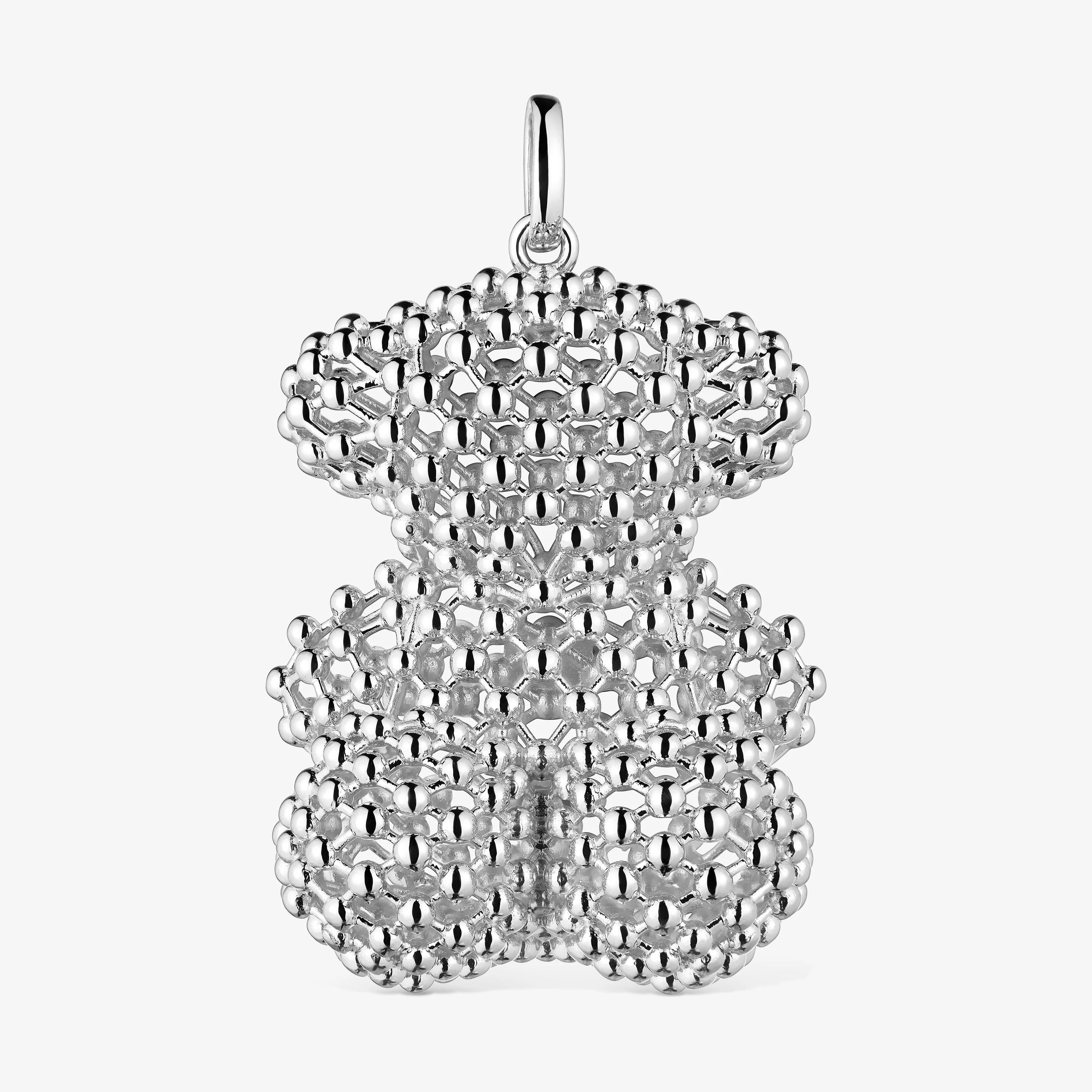 Large silver texturized bear Pendant Bold Bear - 1