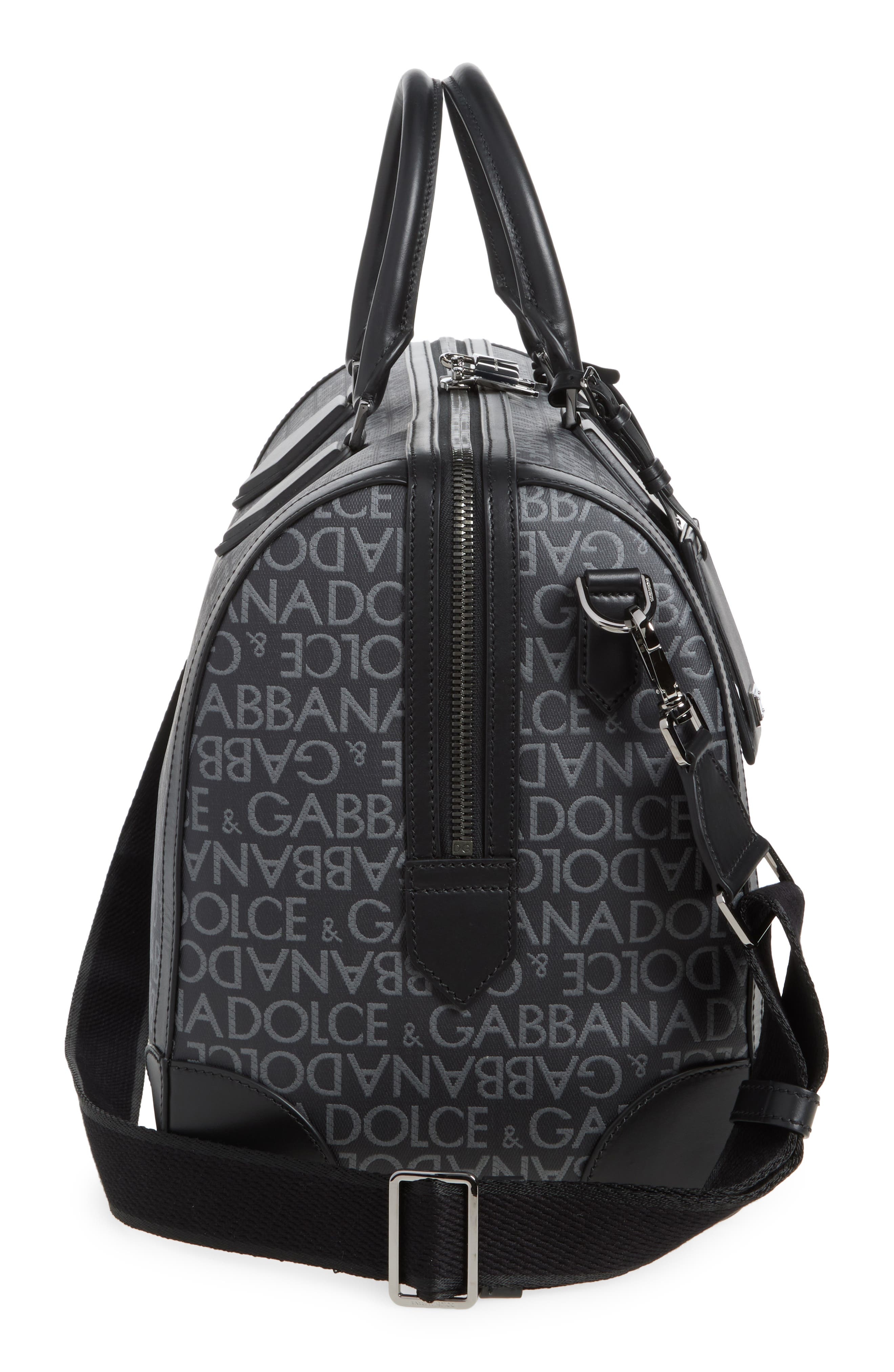 Dolce&Gabbana Logo Jacquard Duffle Bag in Nero/Grigio at Nordstrom - 4