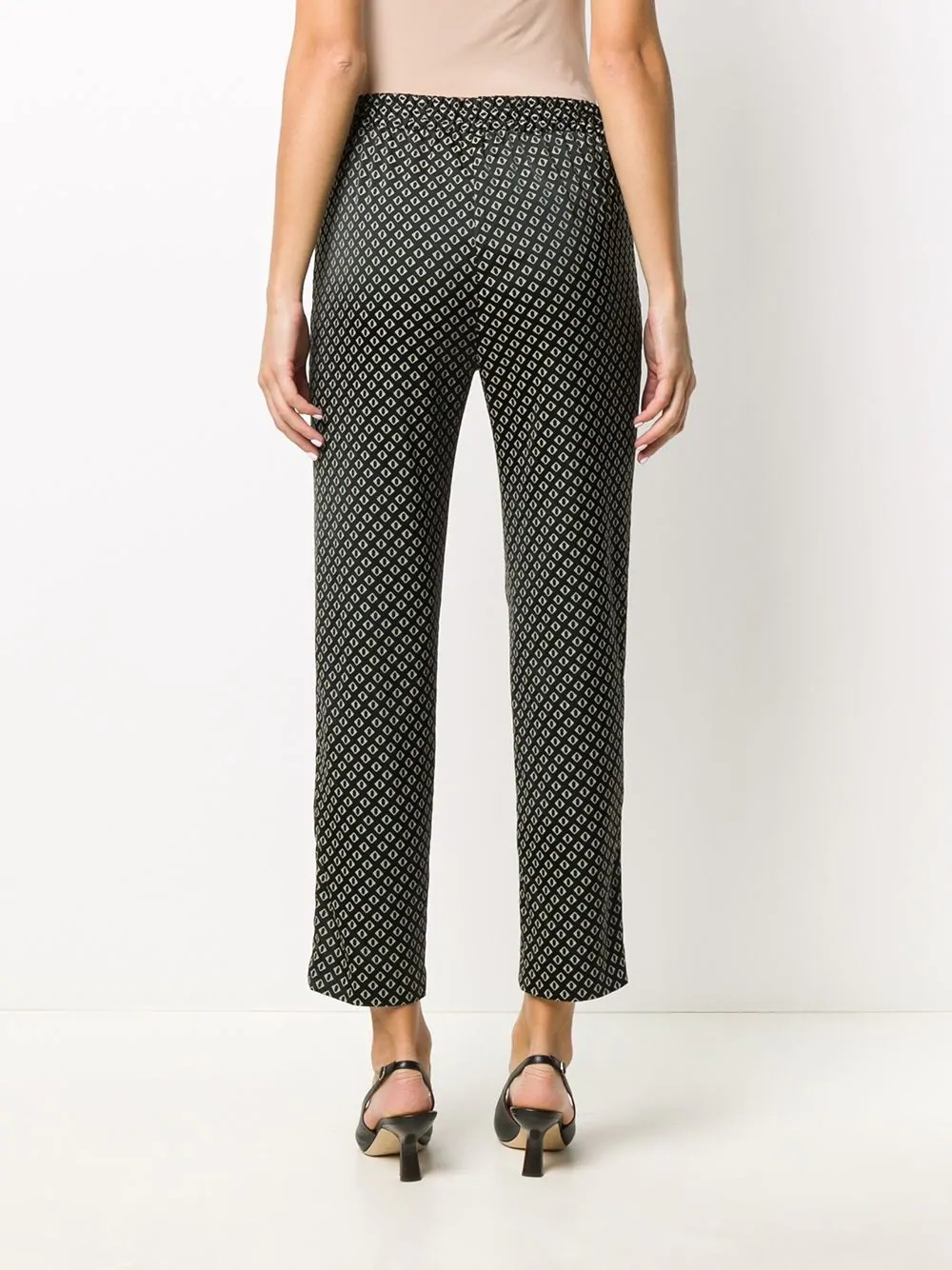 diamond-pattern slim trousers - 4