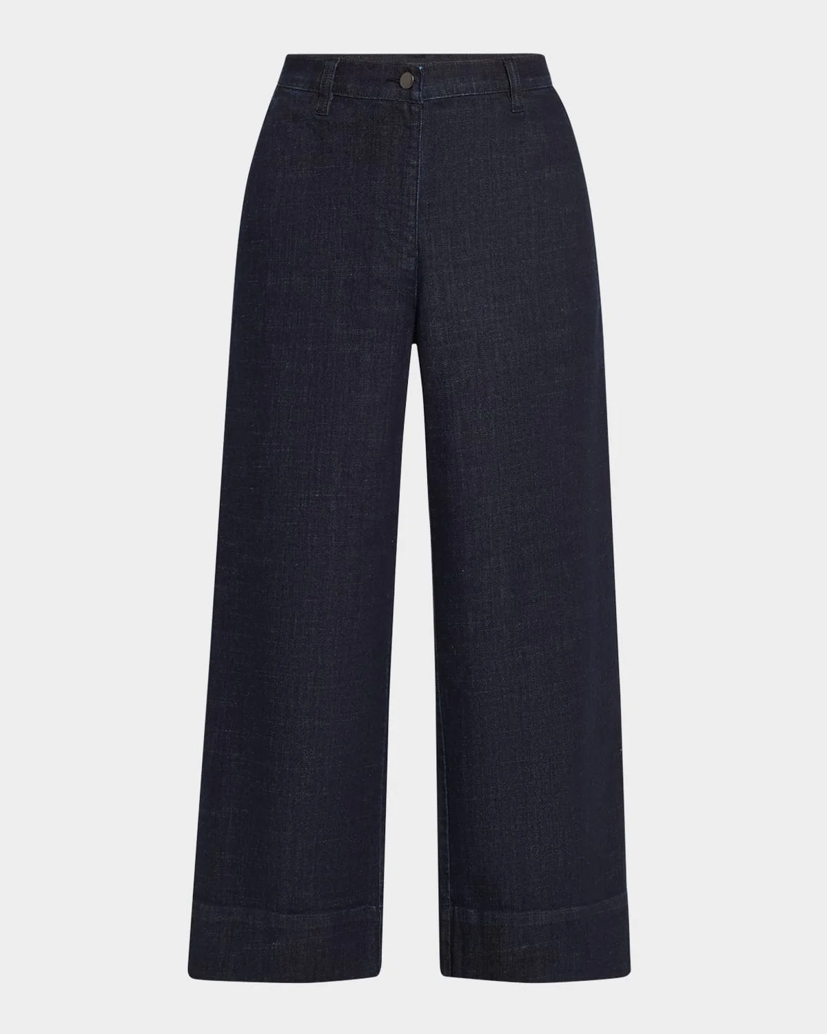 Cropped Wide-Leg Stretch Denim Pants - 1