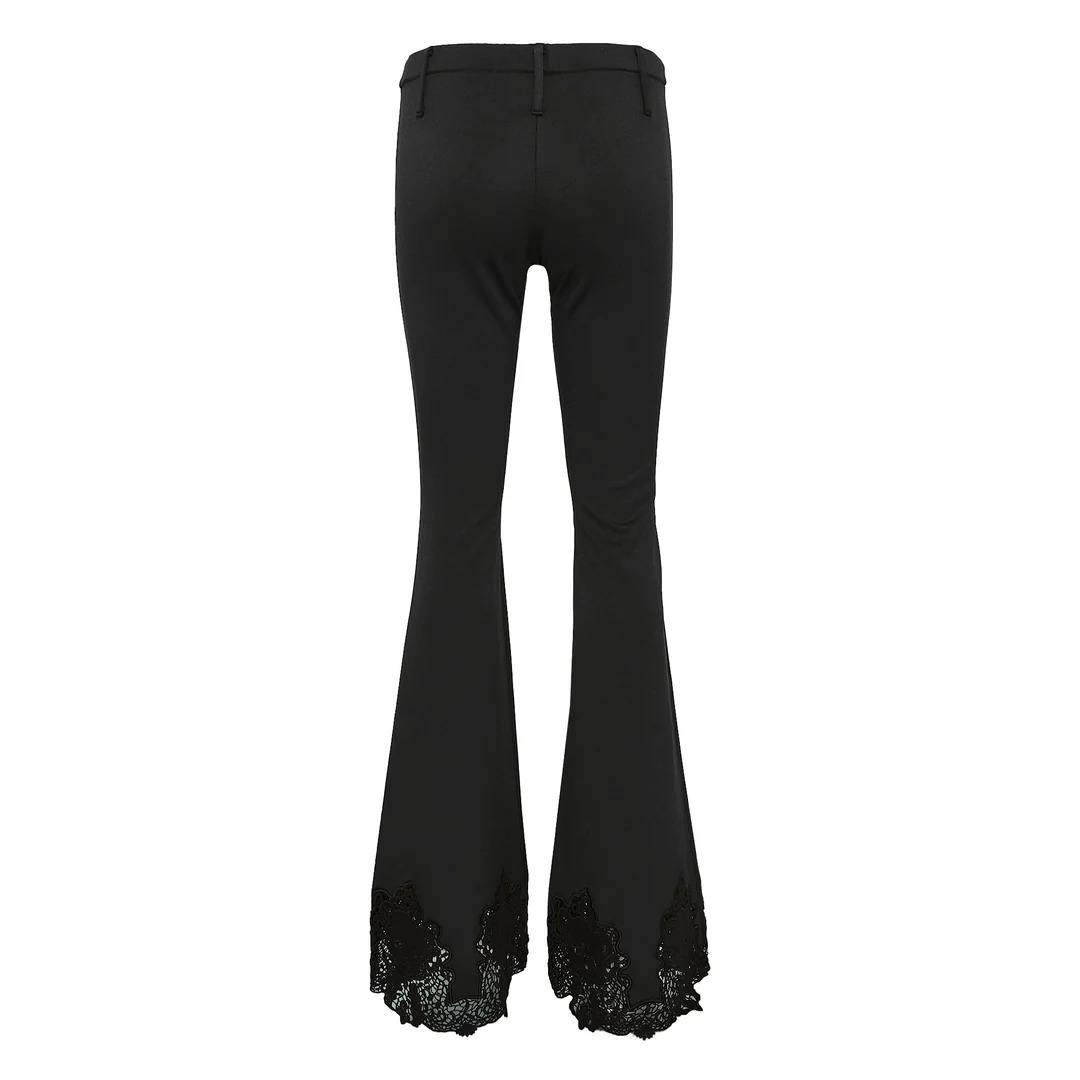 Push-Skull Lace Hem Jersey Pants - 2