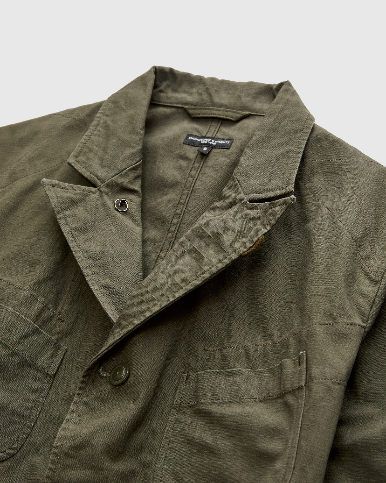 Bedford Jacket in Olive Heavyweight Cotton Ripstop - 4