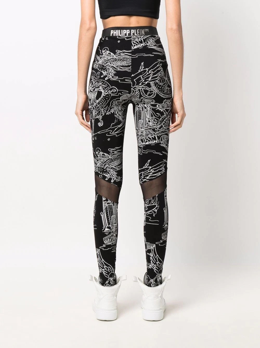 high-waist tattoo-print leggings - 4