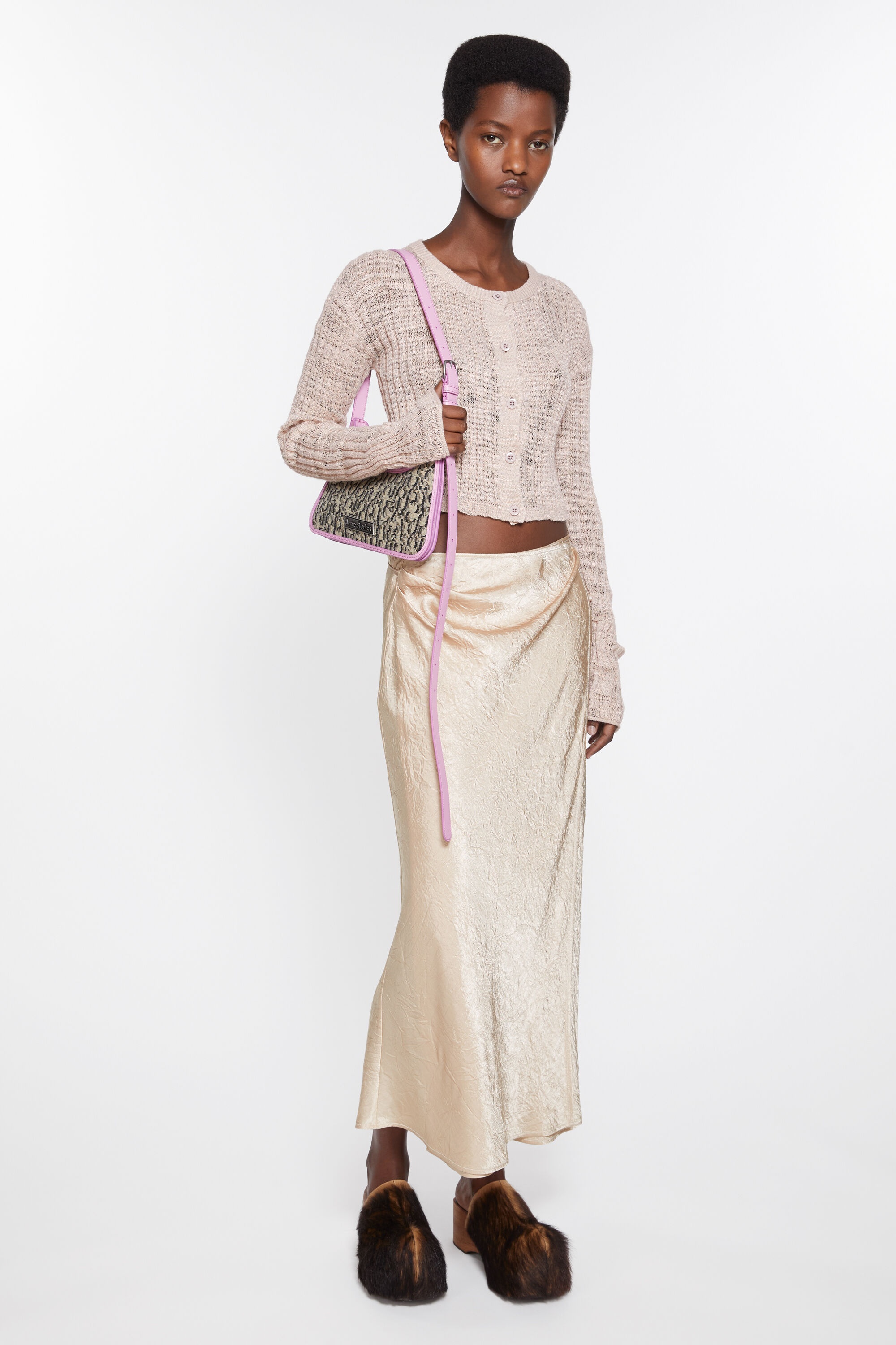Satin wrap skirt - Shell beige - 4