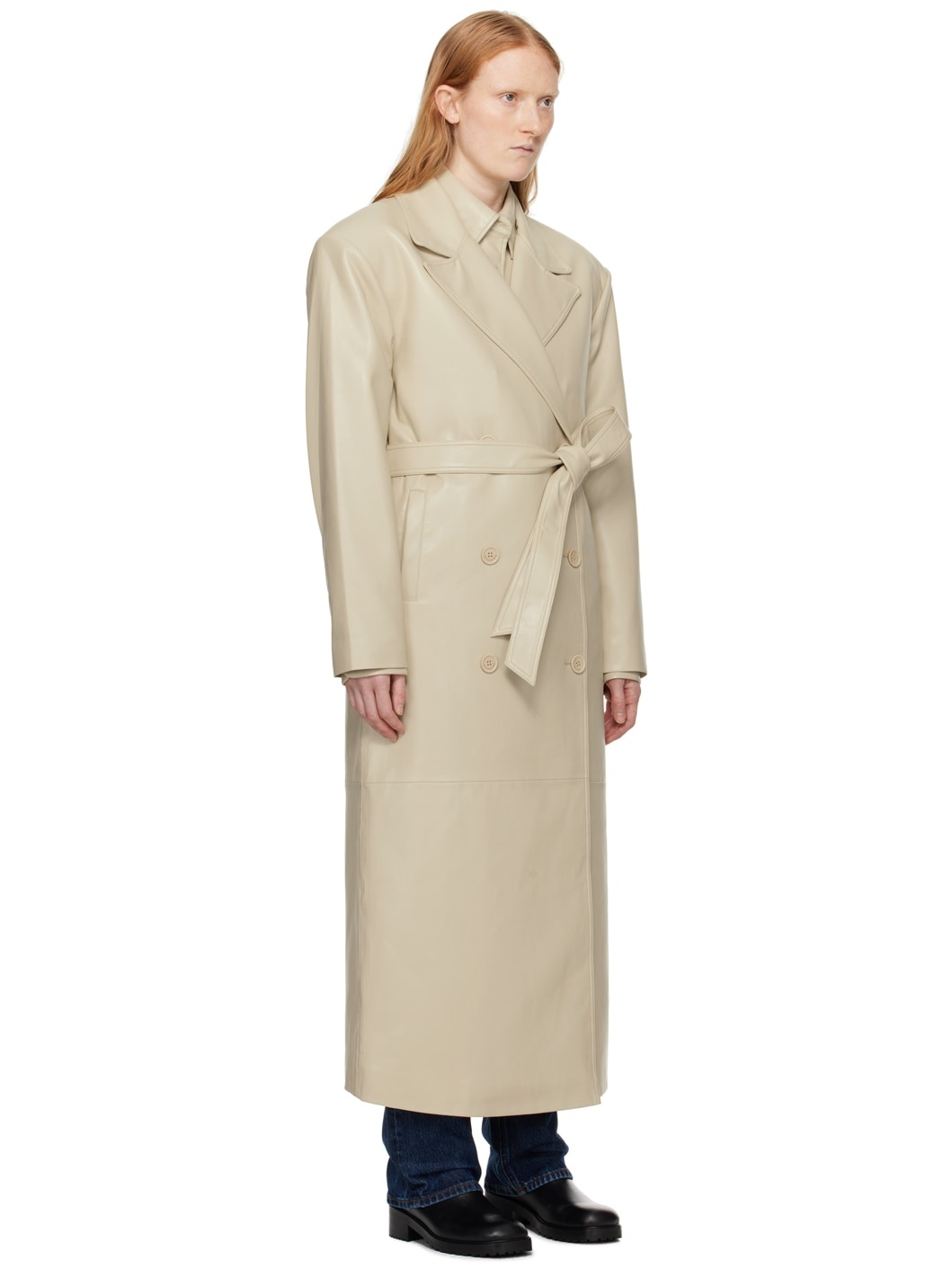 Beige Tina Faux-Leather Trench Coat - 2