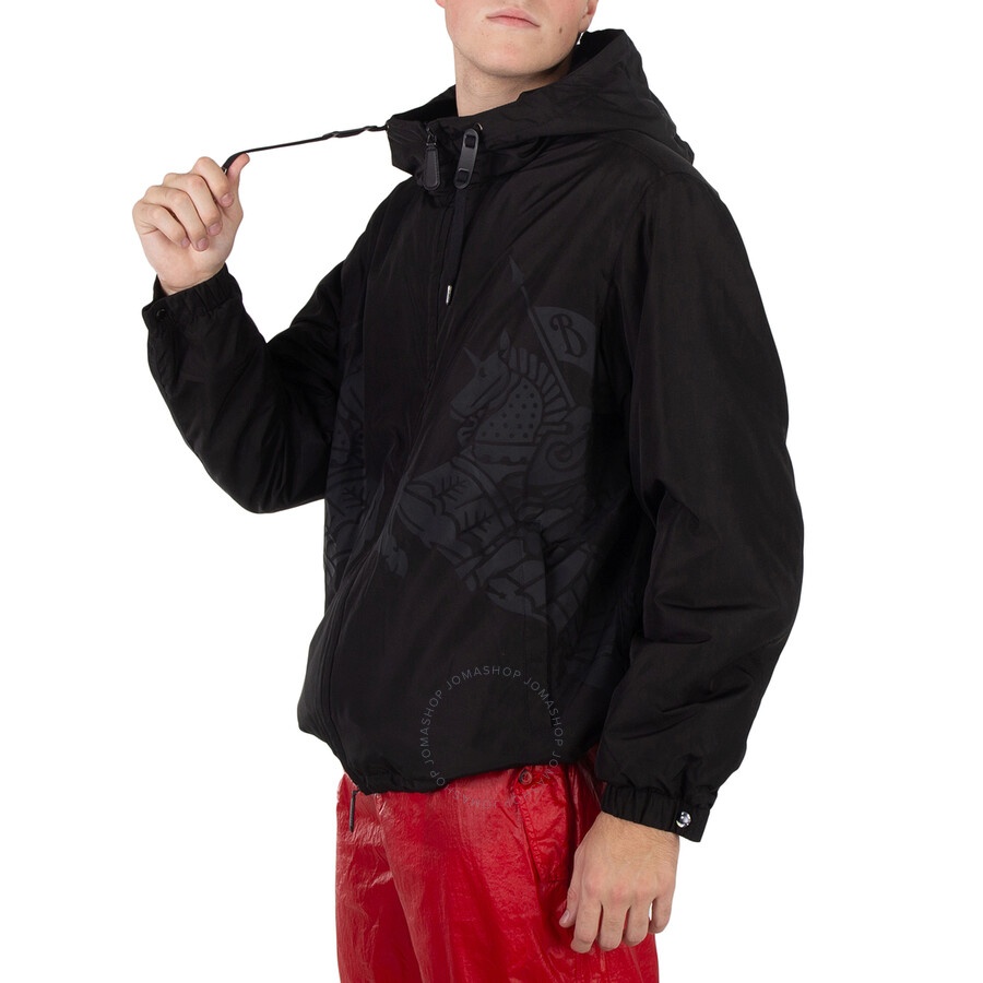 Burberry Black Equestrian Knight Design Printed Jacket - 5