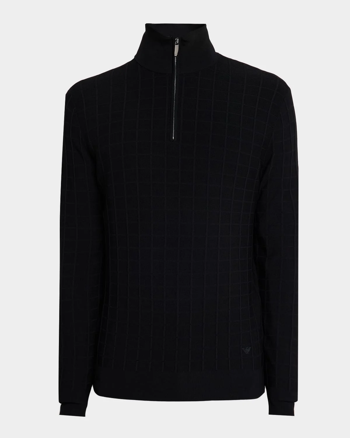 Men's Grid Check Jacquard Quarter-Zip Sweater - 1