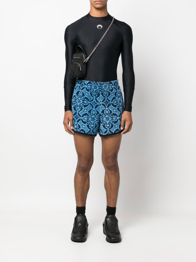 Marine Serre graphic-print cotton track shorts outlook