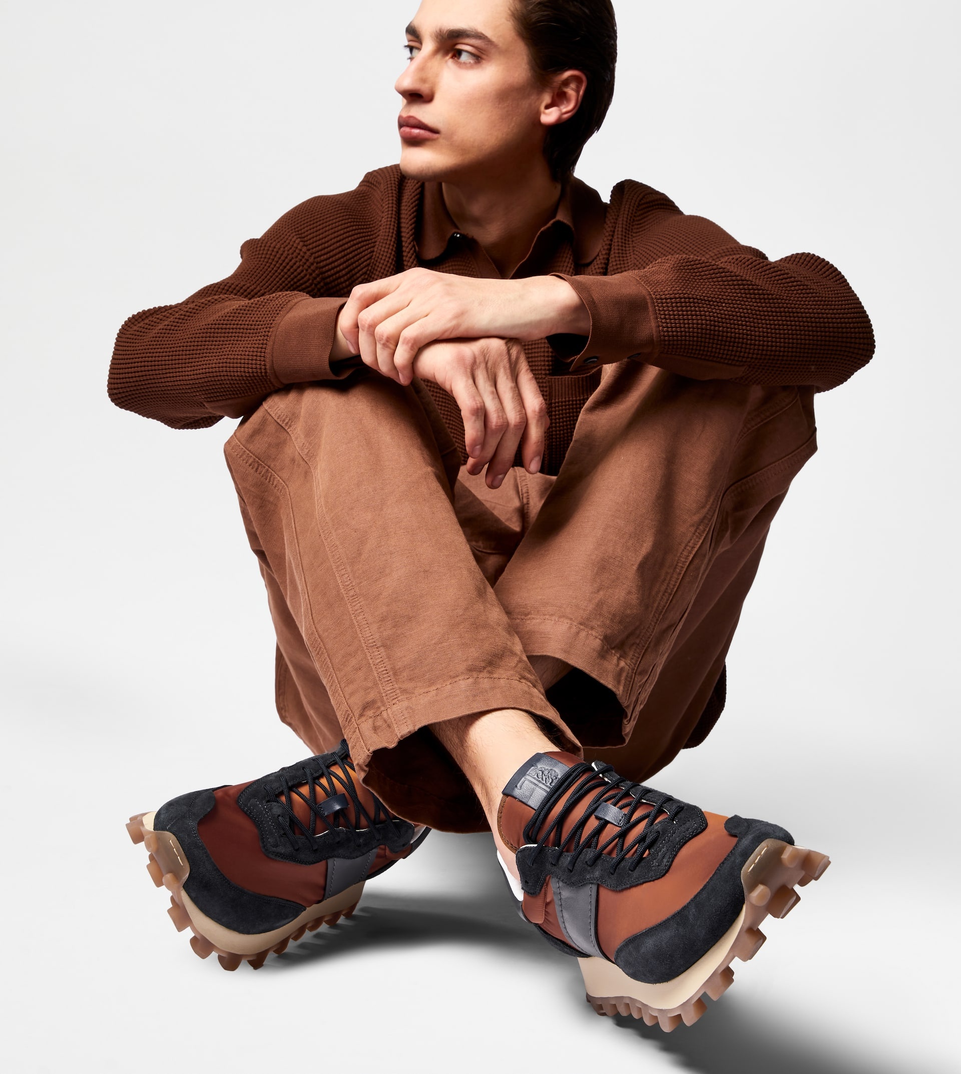 TOD'S 1T SNEAKERS IN SUEDE AND FABRIC - ORANGE, BLUE - 2