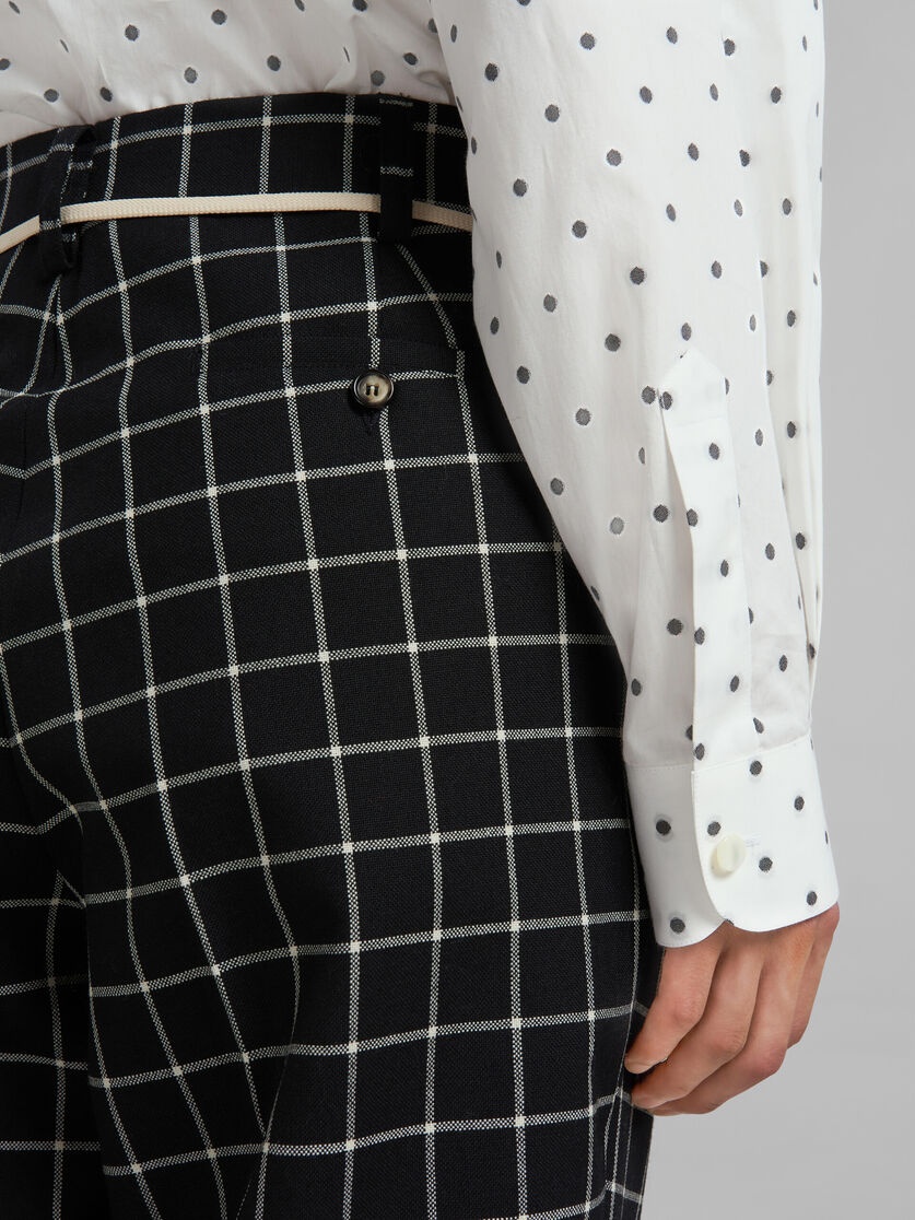 BLACK CHECKED WOOL CHINOS - 4
