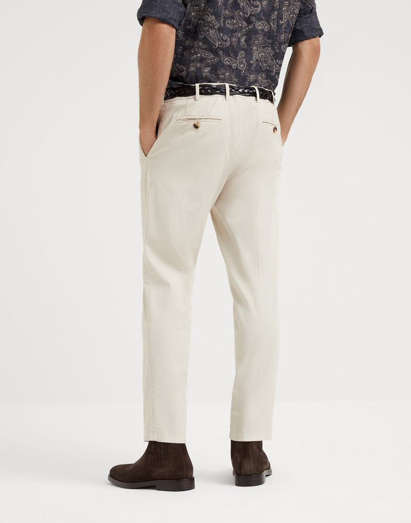 Brunello Cucinelli Garment-dyed Italian fit trousers in American Pima comfort cotton gabardine outlook
