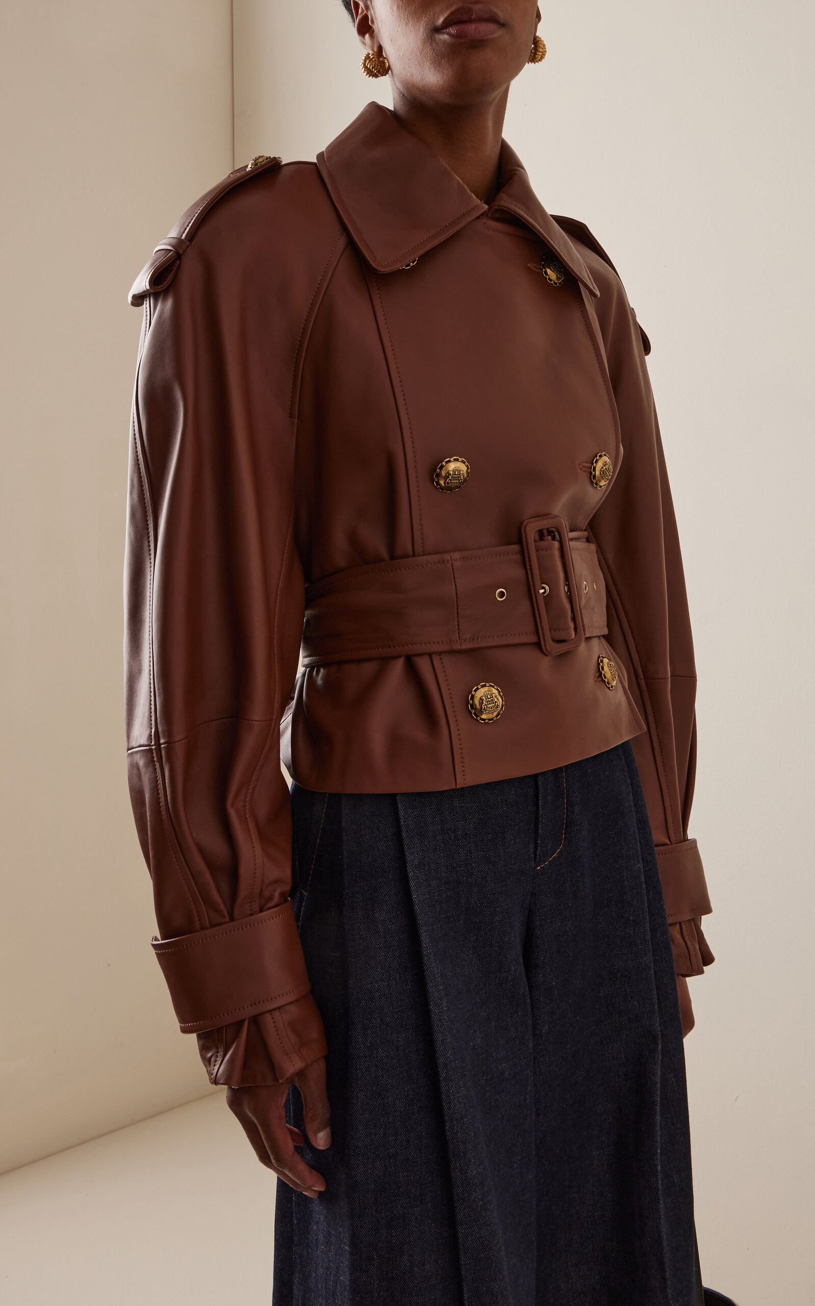 Hypnotic Leather Crop Trench tan - 2