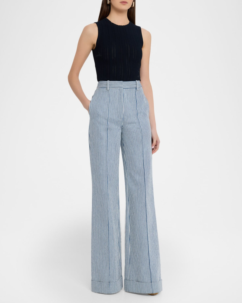 ADAM LIPPES Deeda Striped Twill Wide-Leg Pants outlook