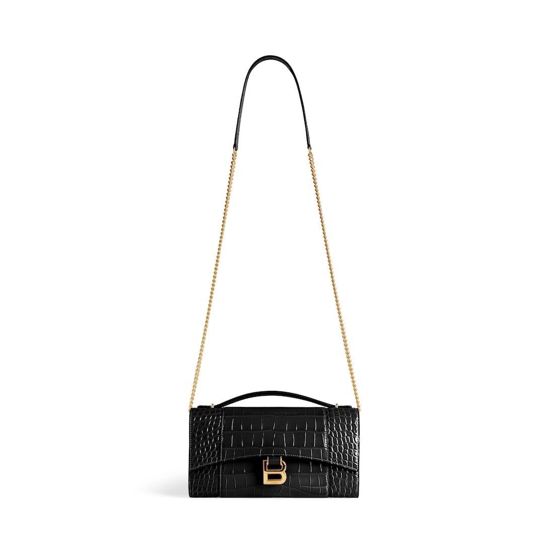 Women's Hourglass Pochette With Chain in Black - 4