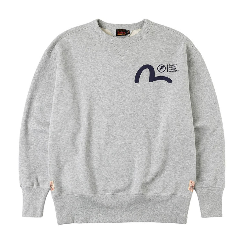 PALACE Palace x Evisu Multi-City Seagull Logo Sweatshirt 'Grey Marl' P30CS262 outlook
