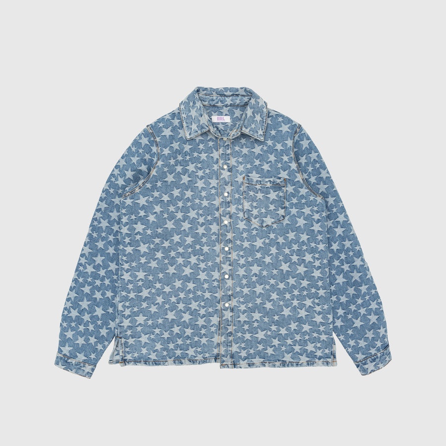 DENIM JACQUARD WOVEN OVERSHIRT - 1