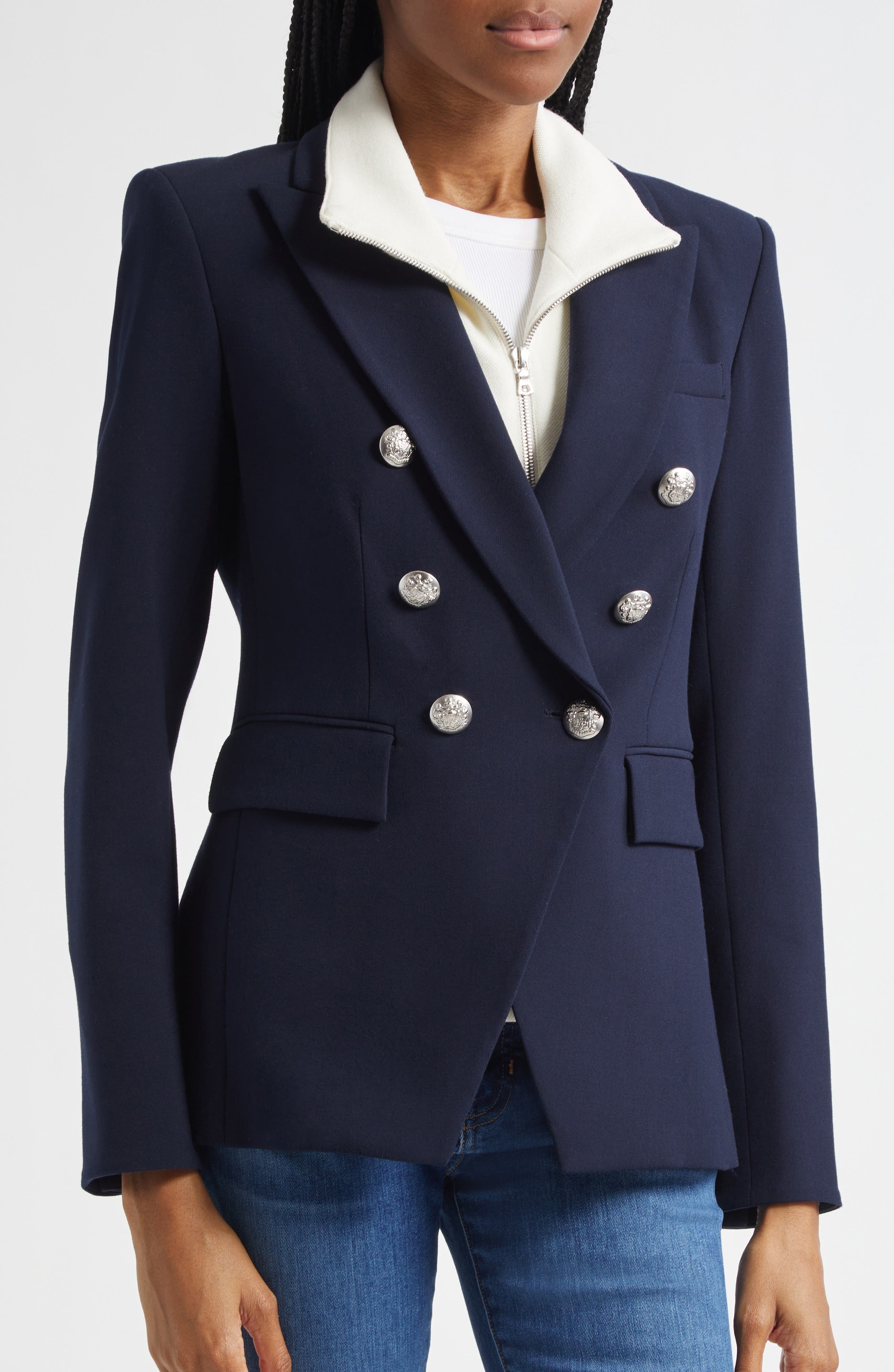 Veronica Beard Miller Dickey Jacket in Navy/Silver at Nordstrom - 3