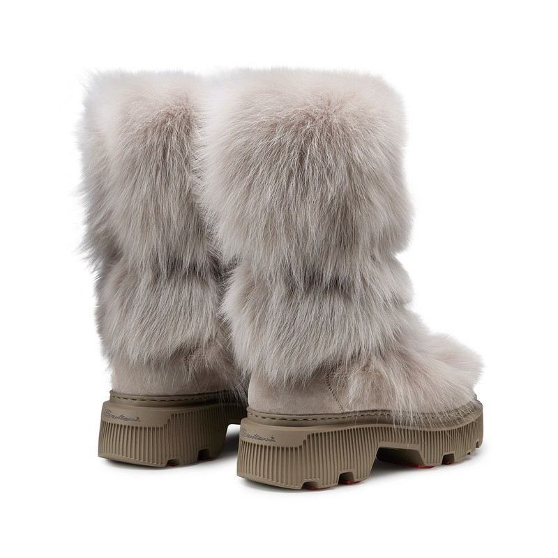 Women's natural leather and fox ankle boot 1