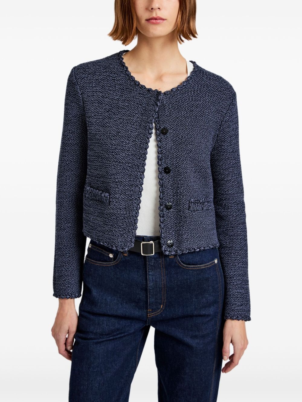 scallop-hem cropped jacket - 6