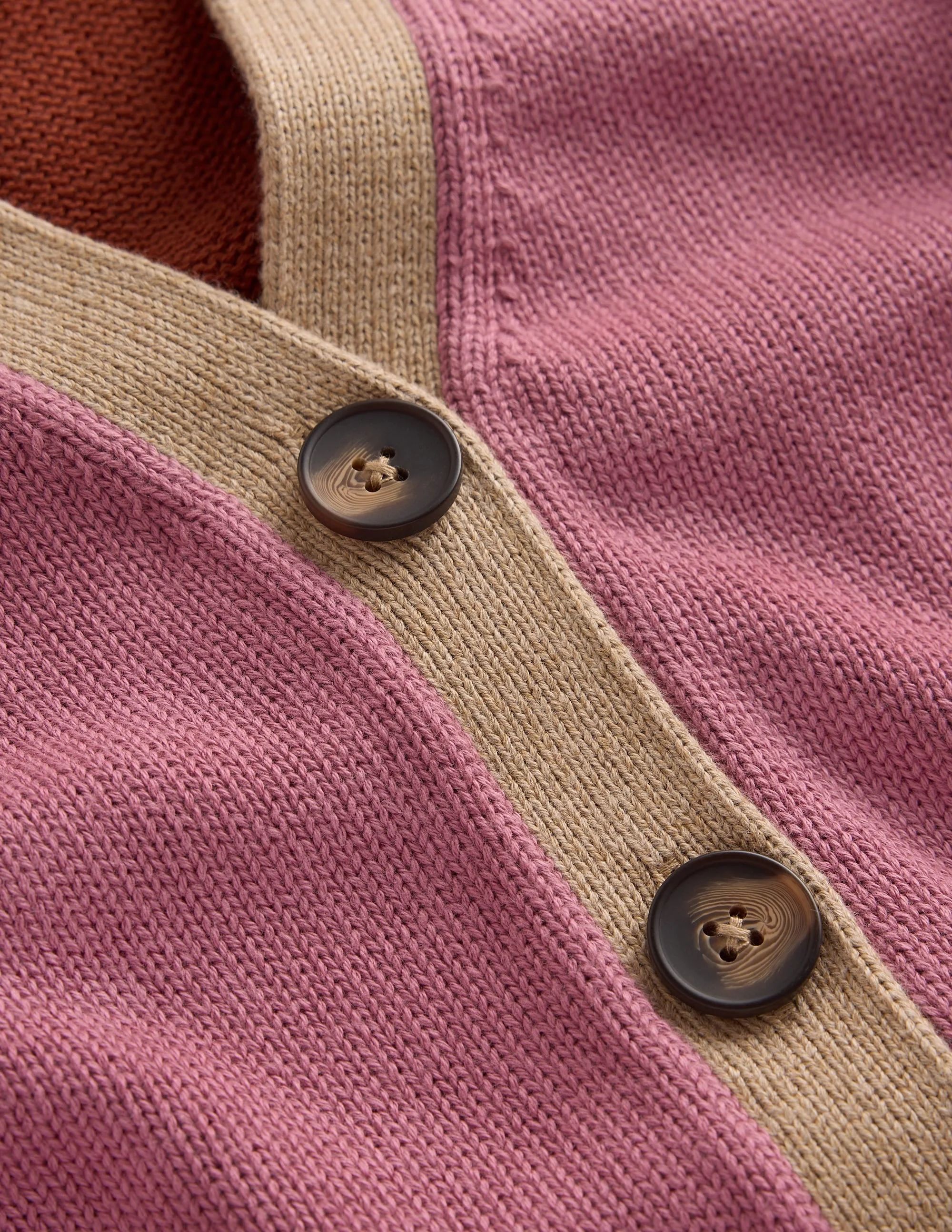 Lucy Relaxed Cotton Cardigan-Pink Heather Colour Block - 1