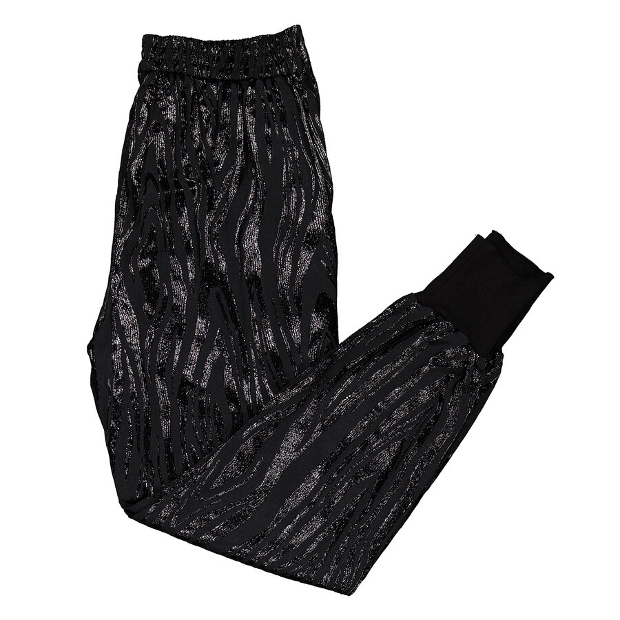 Stella McCartney Ladies Black Wood-Grain Effect Tapered Trousers - 7