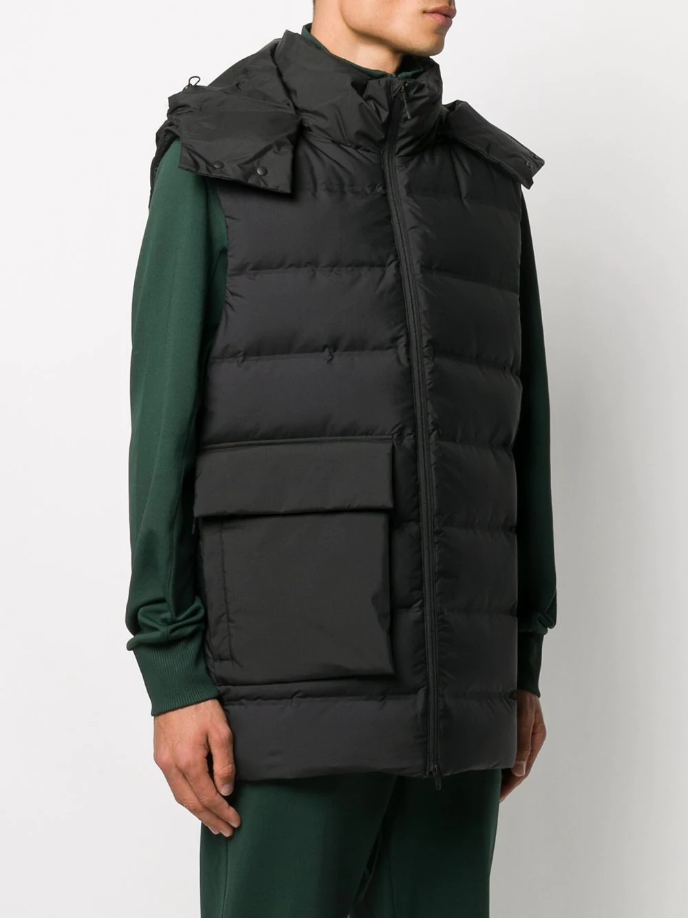 feather-down quilted hood gilet - 3