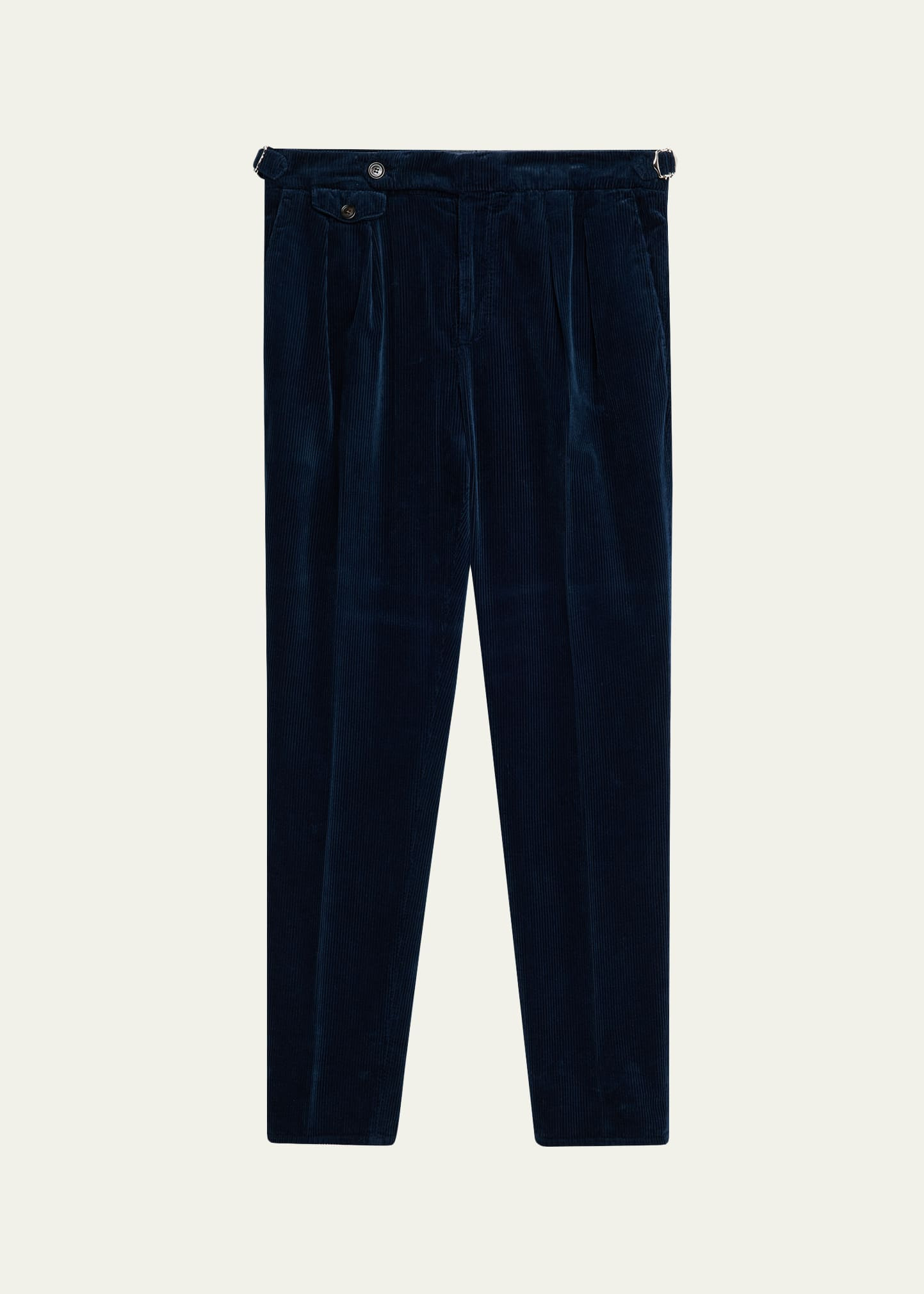 Men's Cotton Corduroy Waist-Tab Pleated Pants - 1