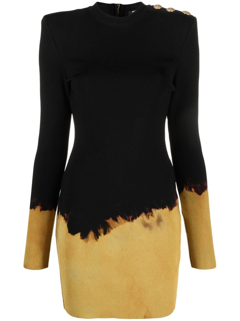 long-sleeve two-tone dress - 1