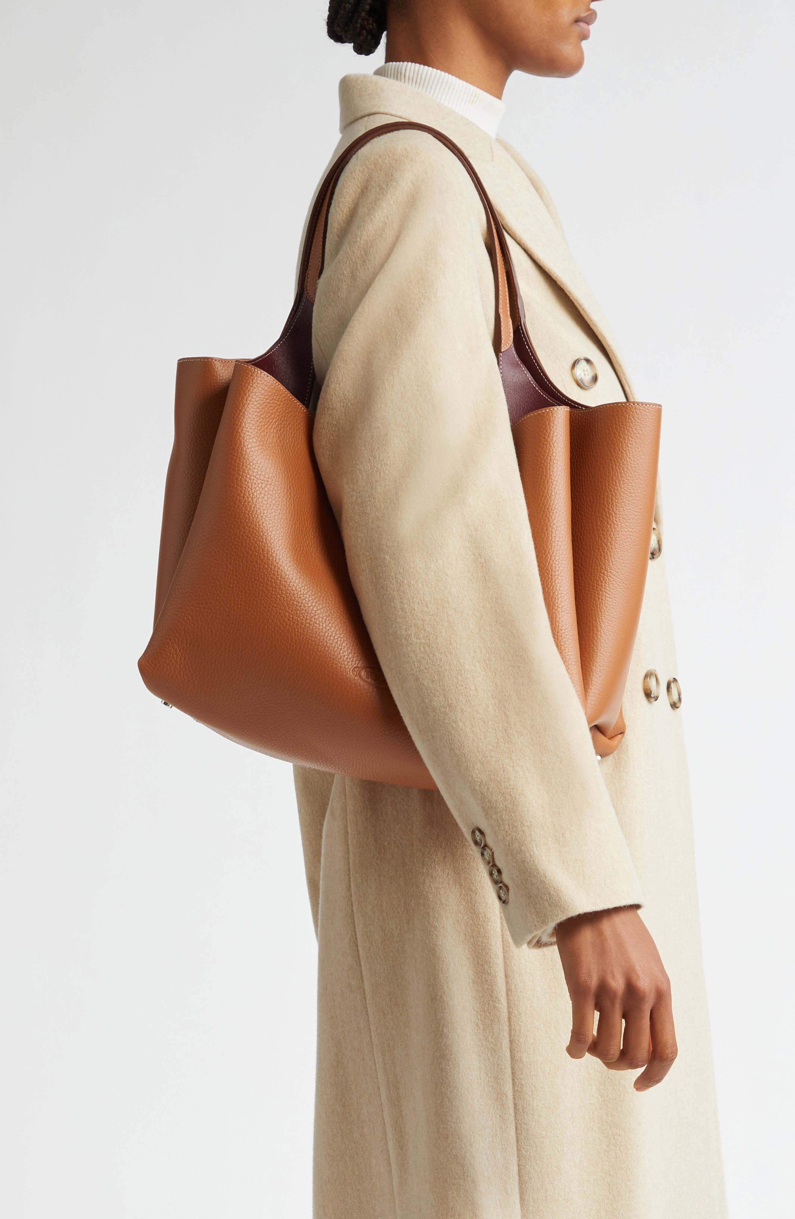 Tod's Medium Apa Leather Tote in Kenia/Bordeaux at Nordstrom - 3