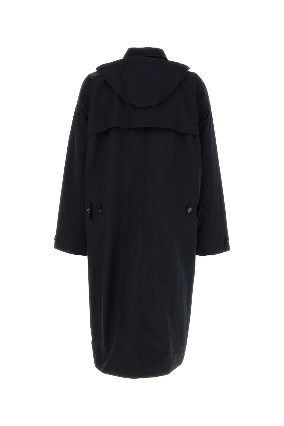 Bottega Veneta Men Navy Blue Nylon Blend Trench Coat - 2