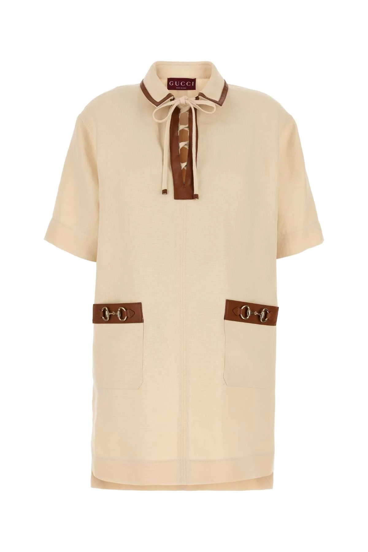 Gucci Women Sand Linen Mini Dress - 1