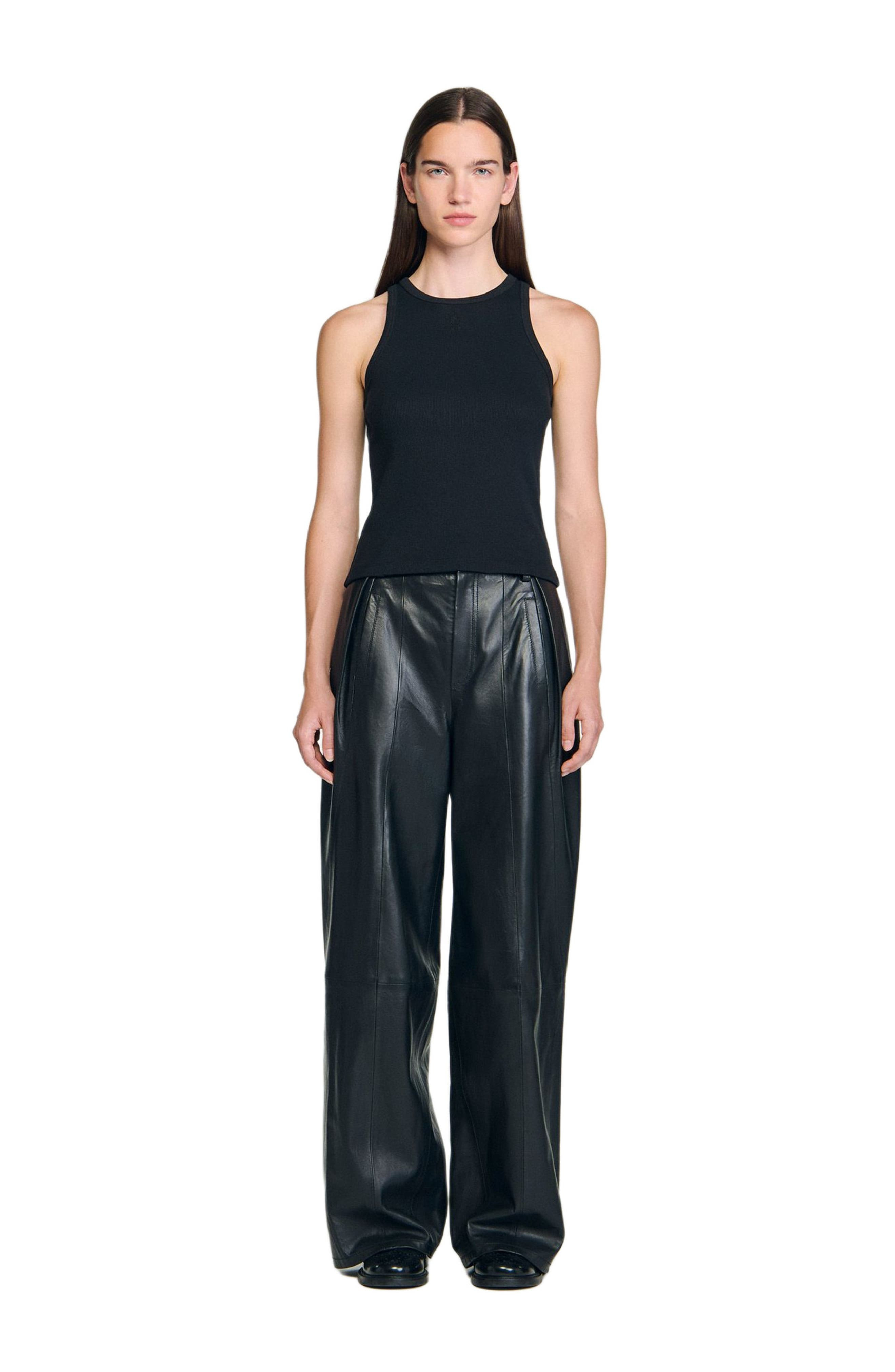SANDRO Embroidered vest top in Black at Nordstrom - 4