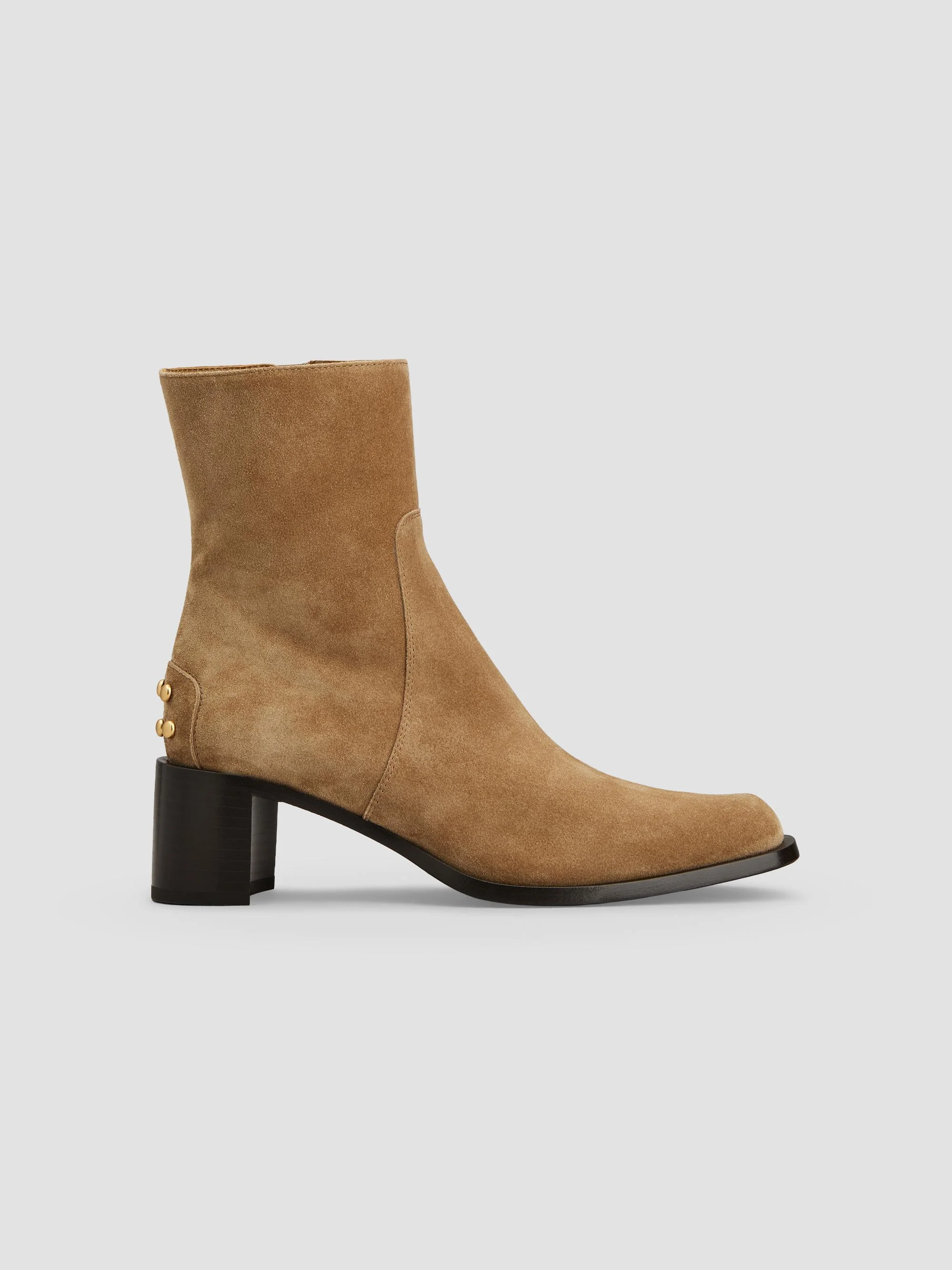 Women's Studded 60MM Suede Ankle Boots - Cappuccino - 1