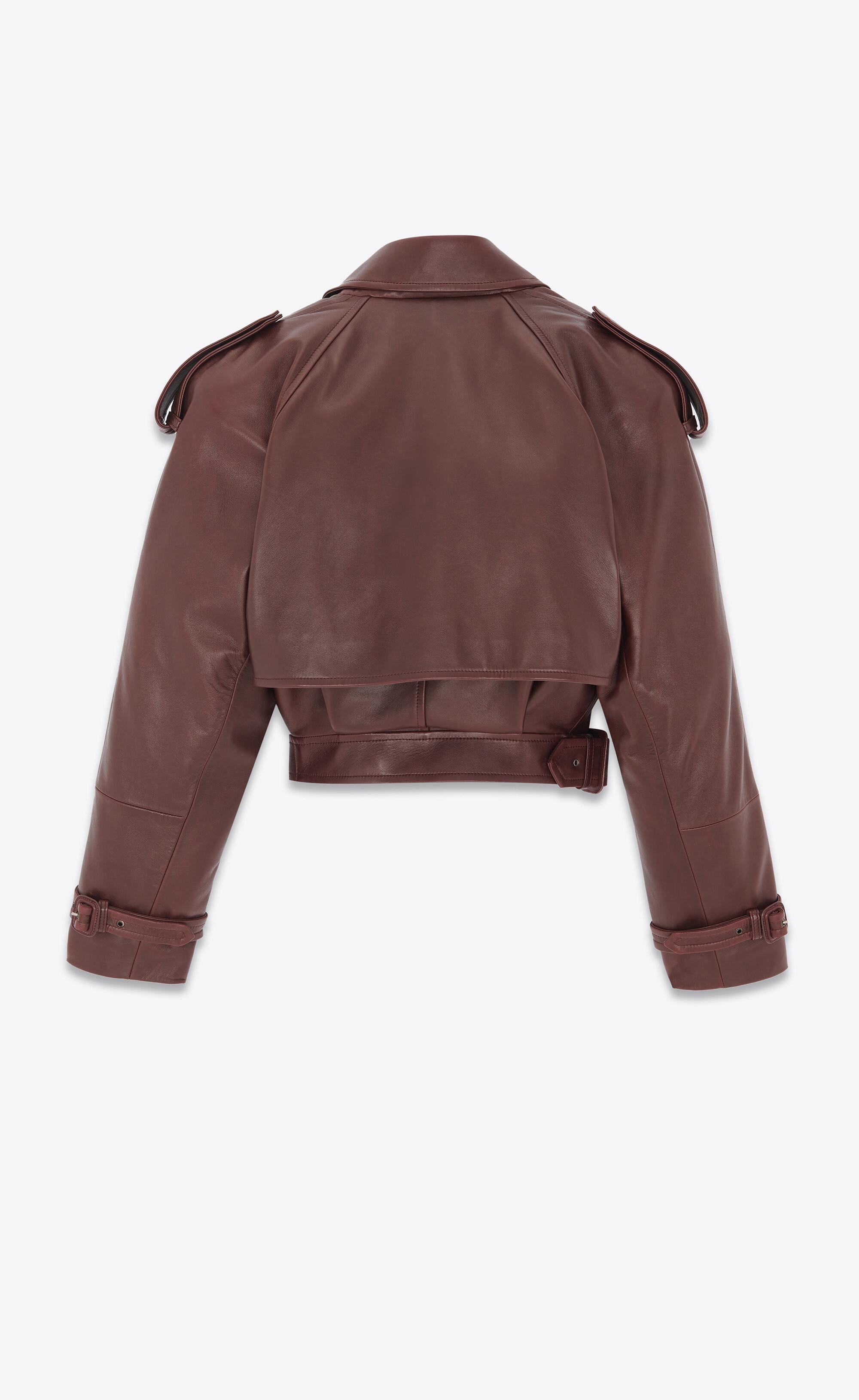 cropped trench in shiny lambskin - 4
