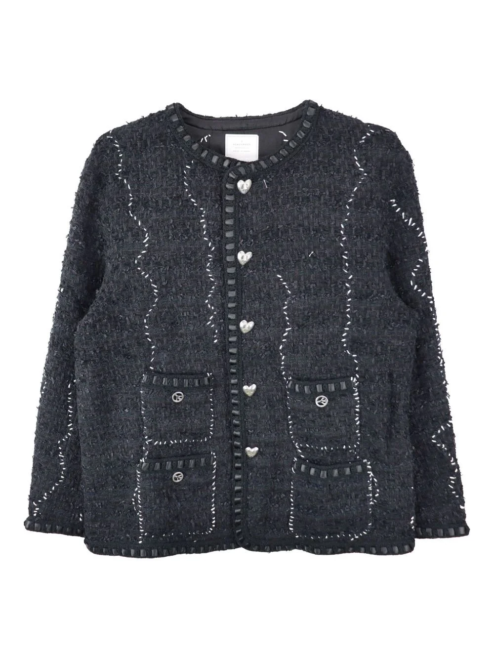tweed heart-button jacket - 1