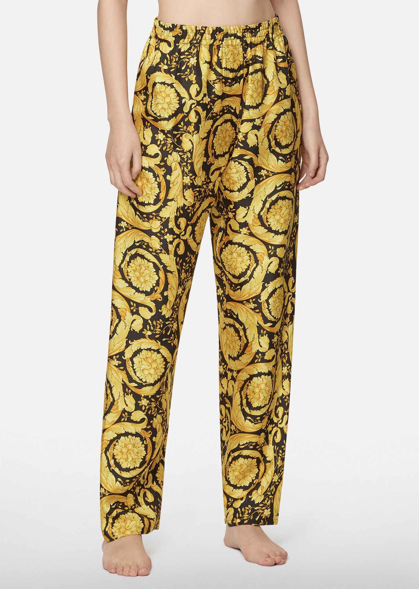 Barocco Print Silk Pyjama Bottoms - 2