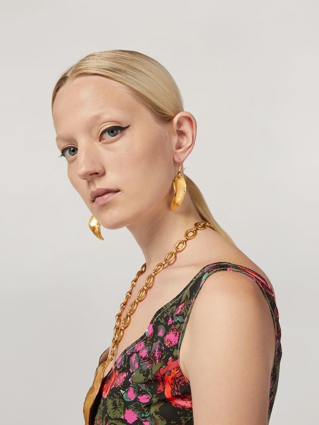 NATURE EARRINGS IN METAL WITH LEAF-SHAPED PENDANT - 2