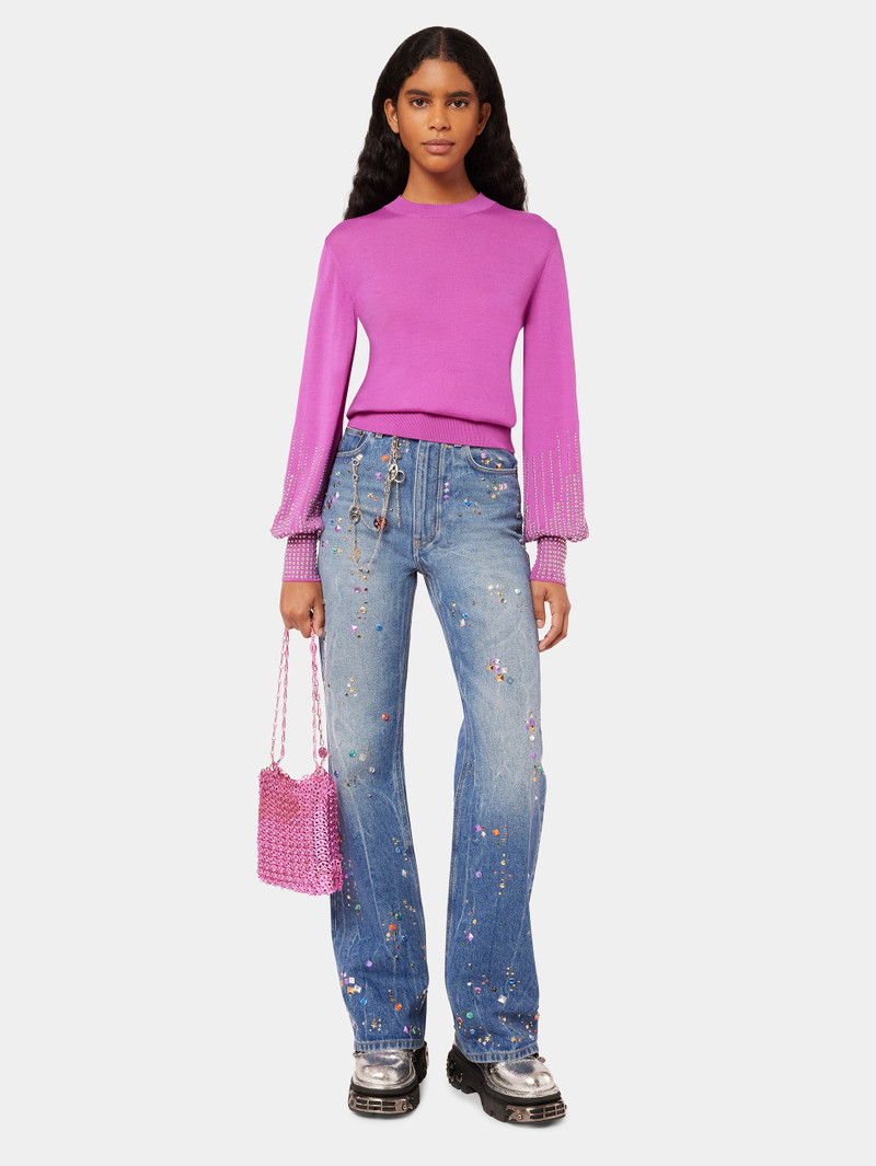 DENIM JEANS WITH MULTICOLORED RHINESTONES 2