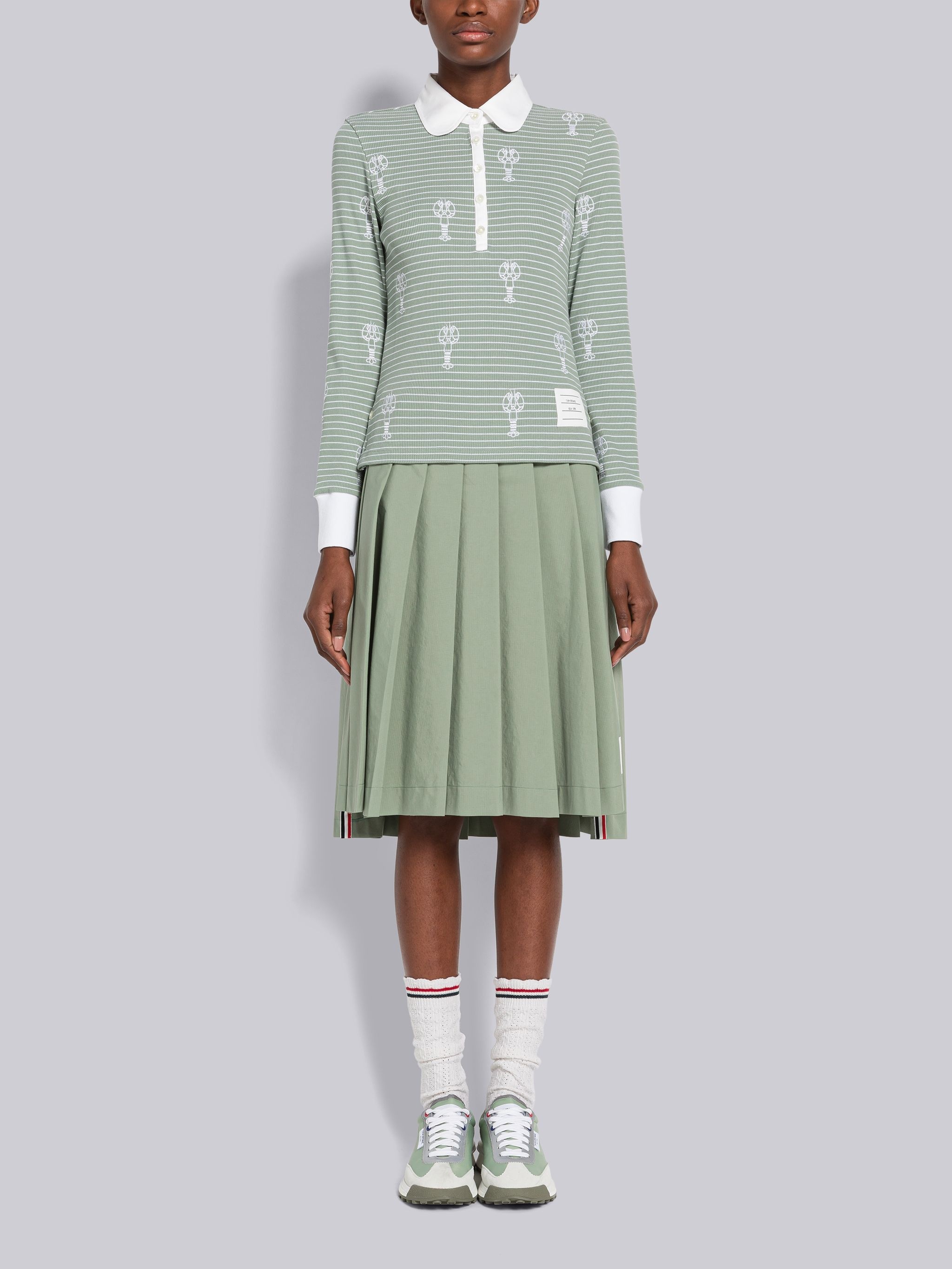 Ripstop Lace Up Pleated Knee Length Skirt - 4