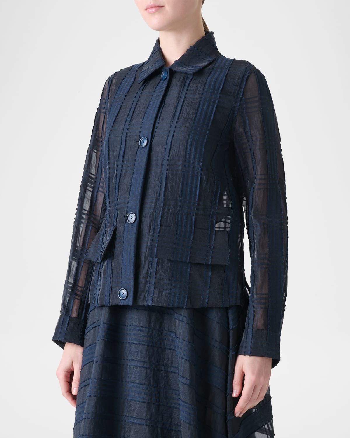 Tom Organdy Plaid Short Jacket - 4