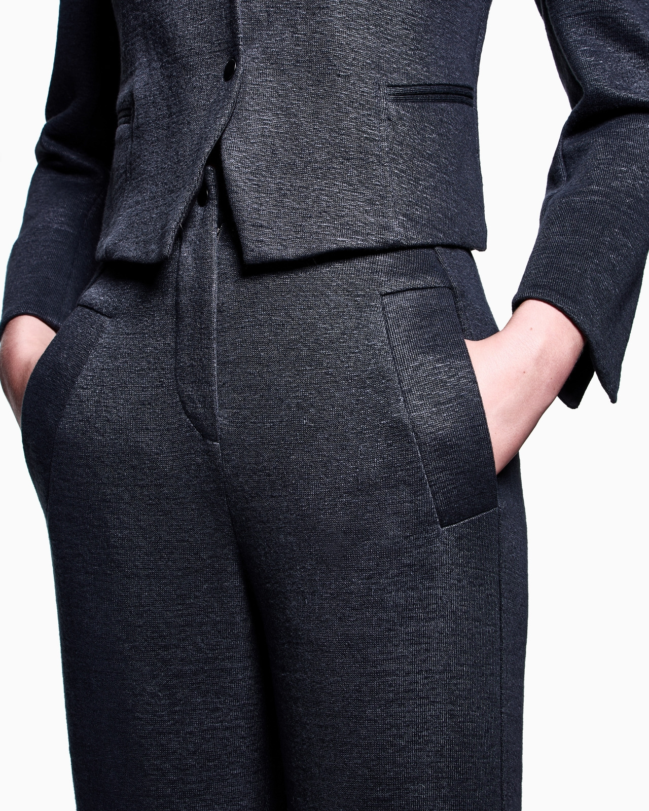 LINEN AND VISCOSE JERSEY STRAIGHT TROUSERS - 5