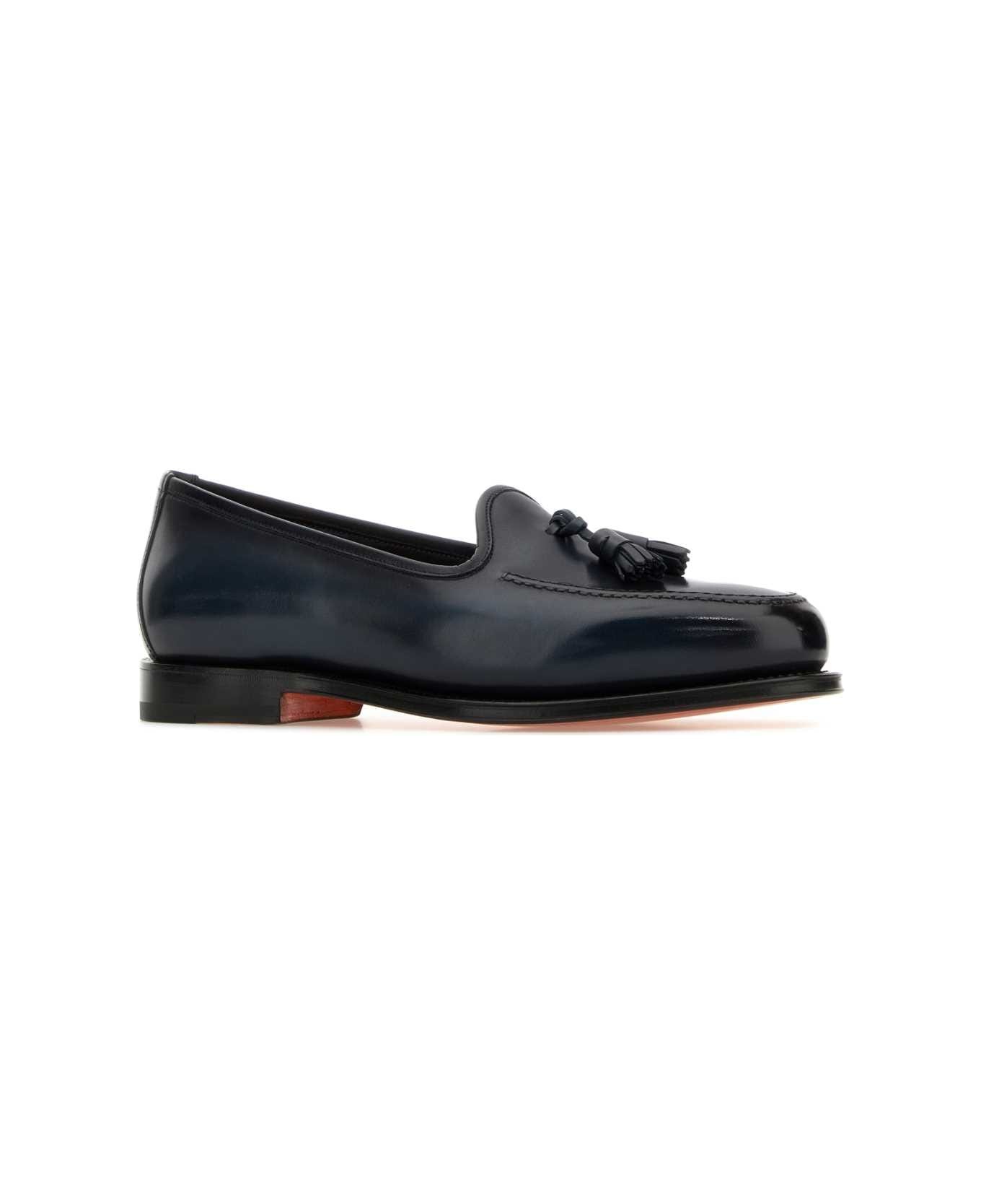 Dark Blue Leather Andrew Loafers - 2