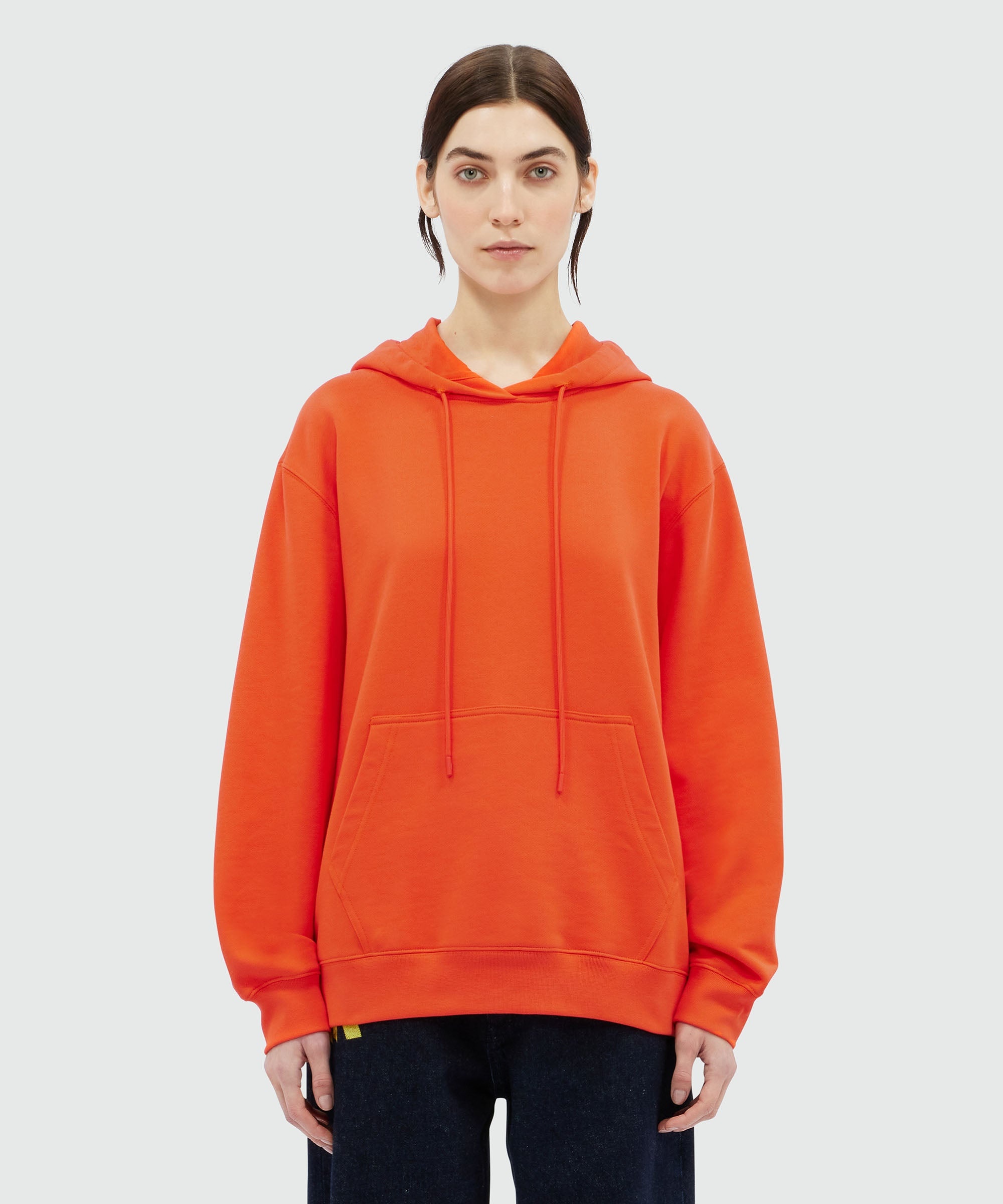 Orange cotton sweatshirt with maxi logo print - 2