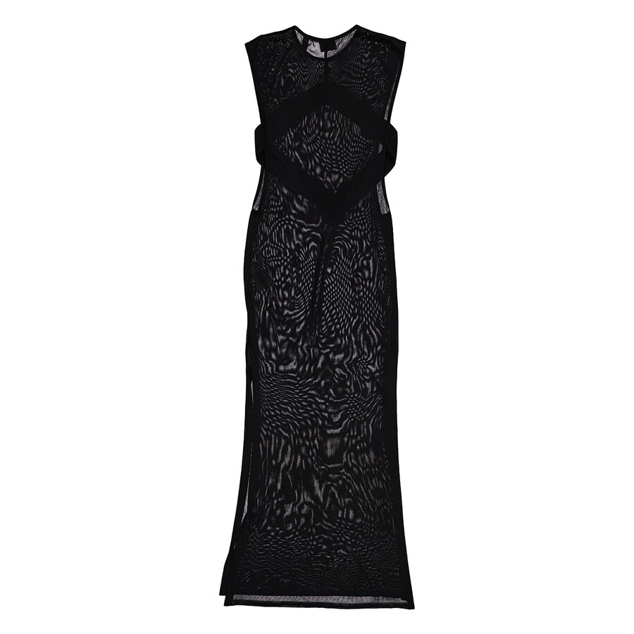 Burberry Ladies Black Side-Slit Sheer Maxi Dress - 2