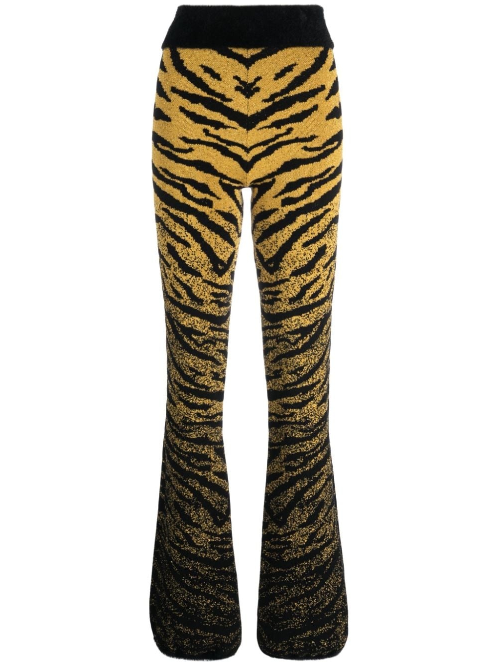 zebra-patterned jacquard trousers - 1