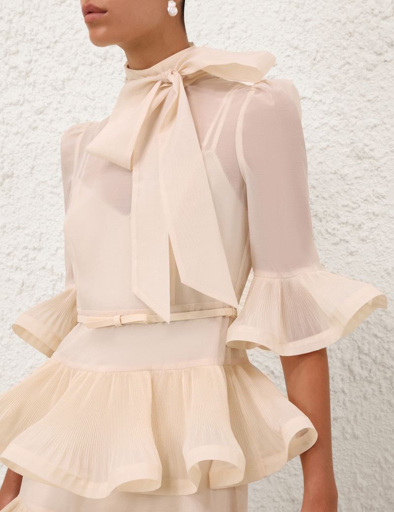 PLEATED SLEEVED MIDI DRESS 5
