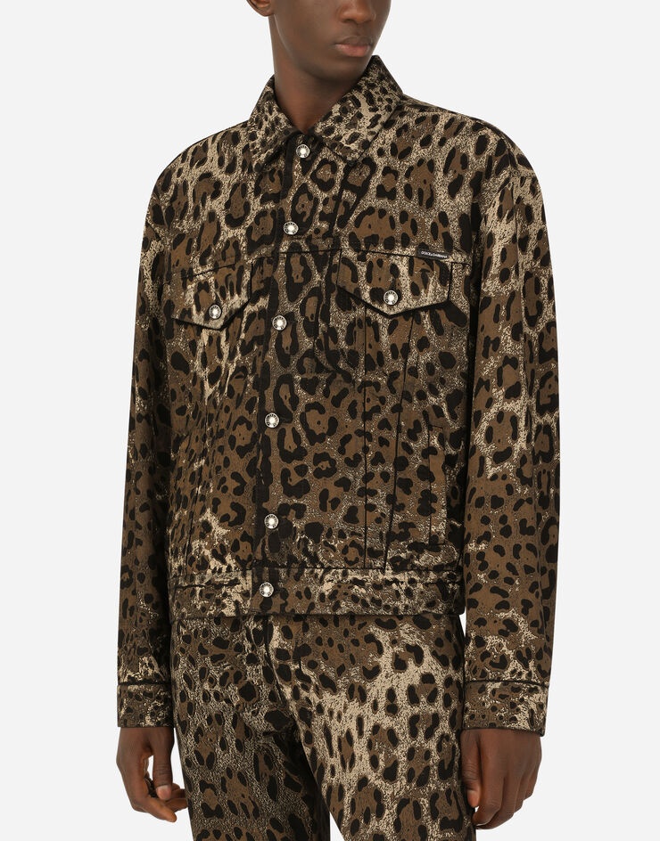 Leopard-print denim jacket - 4